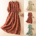 thumbnail image 1 of WRKEKC Robe Chemise en Lin Grande Taille à Col en V, Imprimé à Blocs de Couleur, Robe Midi d'Été, 1 of 8