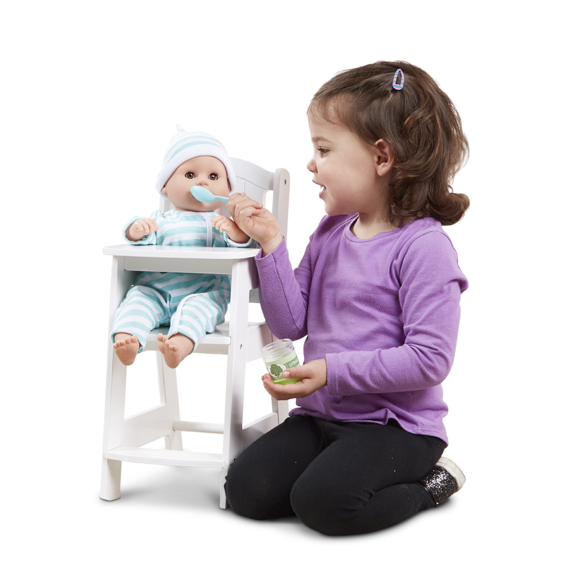Melissa Doug Mine to Love Wooden Play High Chair for Dolls Stuffed Animals White 18 H x 8 W x 11 D Assembled Walmart