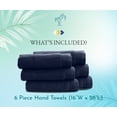 thumbnail image 3 of 100% Cotton Hand Towels - Pack of 6, Extra Soft & Fluffy, Quick Dry & Highly Absorbent, Hotel Quality Towel Set, Navy Blue - 16" x 28", 3 of 9