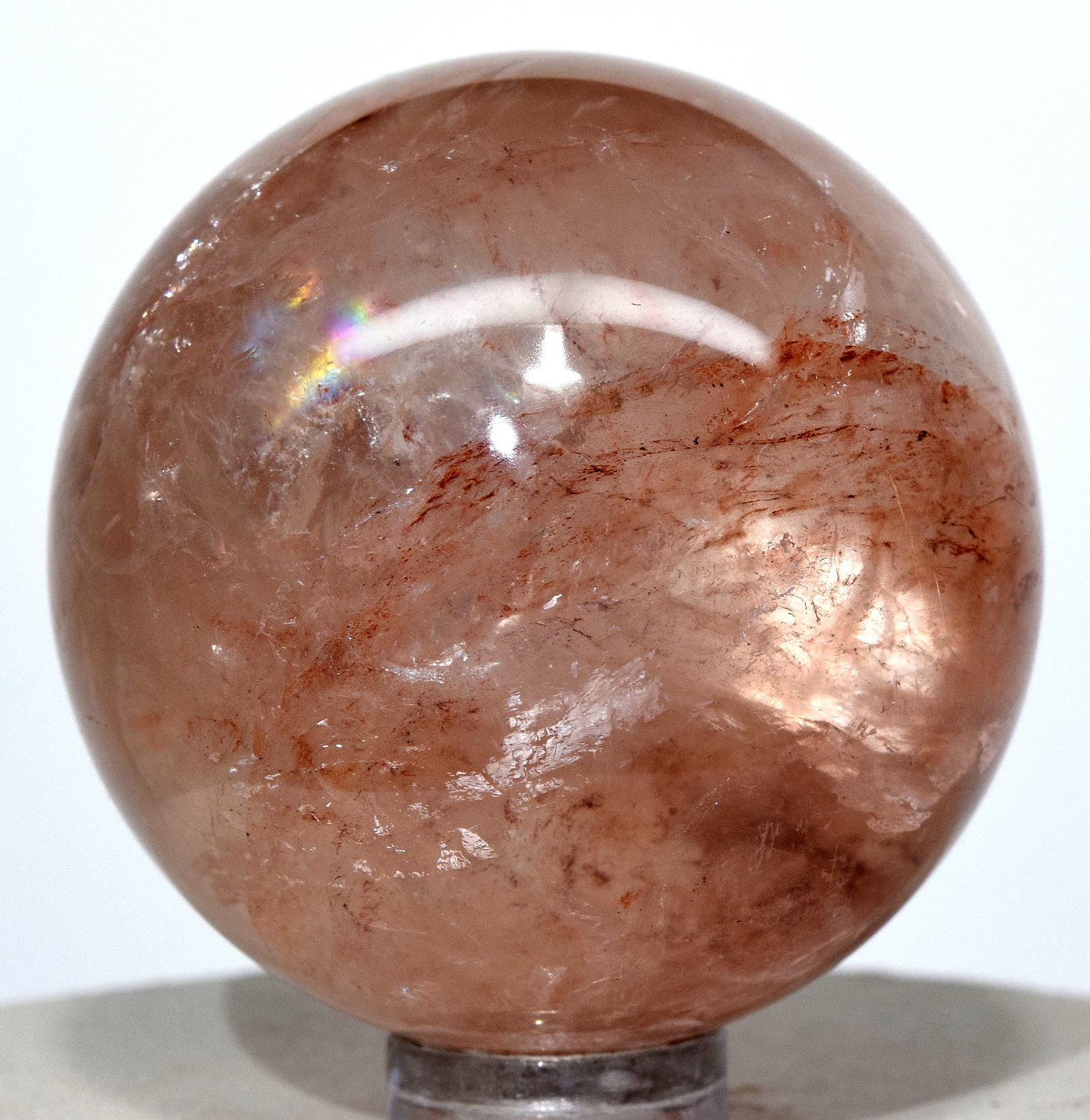 46mm 140g Rainbow Red Fire Quartz Sphere Polished Natural Hematoid