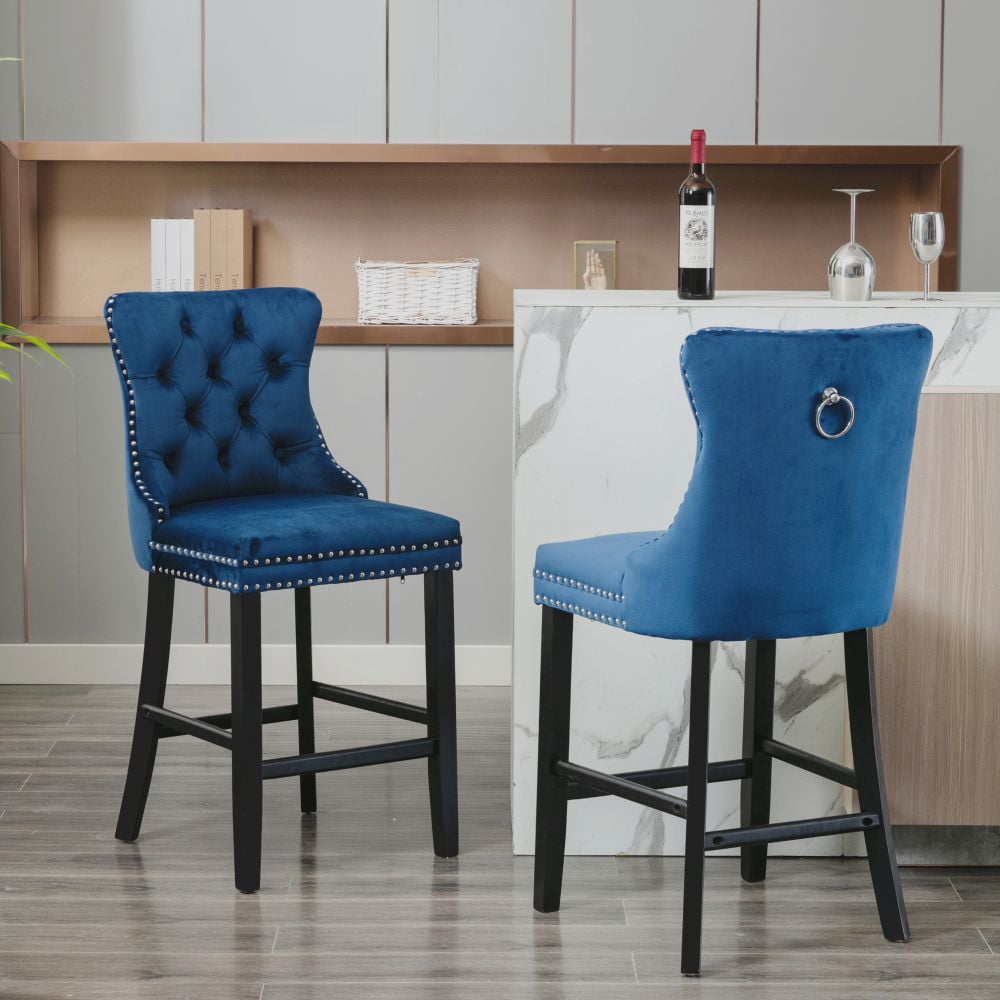 Barstools Set of 2 Contemporary Velvet Upholstered,Leisure Style Bar