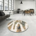 thumbnail image 3 of Ahgly Company Indoor Round Abstract Dark Almond Brown Abstract Area Rugs, 5' Round, 3 of 6