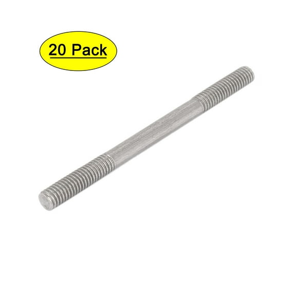 M4x55mm 304 Stainless Steel Double End Threaded Stud Screw Bolt 20pcs