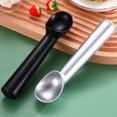 thumbnail image 1 of antiadherente, anticongelante, cuchara de aluminio de una pieza, diseño resistente y duradero, fácil de limpiar, para helado, masa para galletas, sorbete, almendra, 2 piezas, negro y plateado, 1 of 5