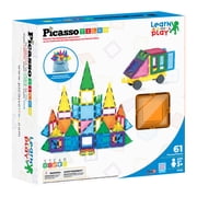 PicassoTiles Magnetic Tiles for Kids with Tote Bag – 61PCS STEM Building Blocks Set, Educational Construction Toy, Creative Learning Magnet Kit
