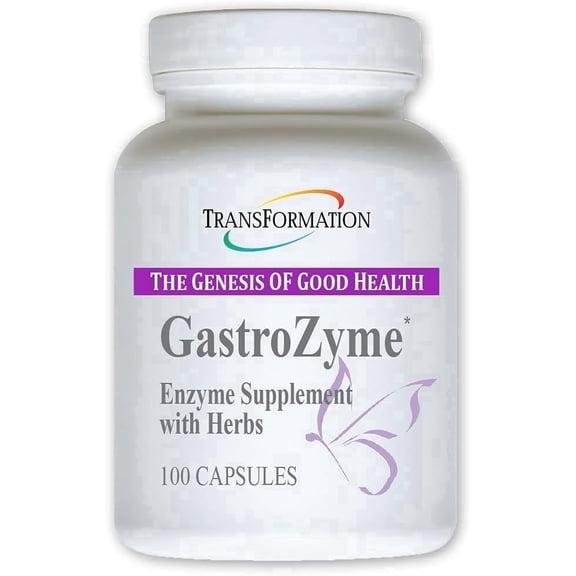TRANSFORMATION THE GENESIS OF GOOD HEALTH - GastroZymeDigestive Supplement, Uniquely Formulated with Enzymes & Papaya Leaf, Plant Based with Herbs, Soothes - Relieves Gastrointestinal Discomfort, 100