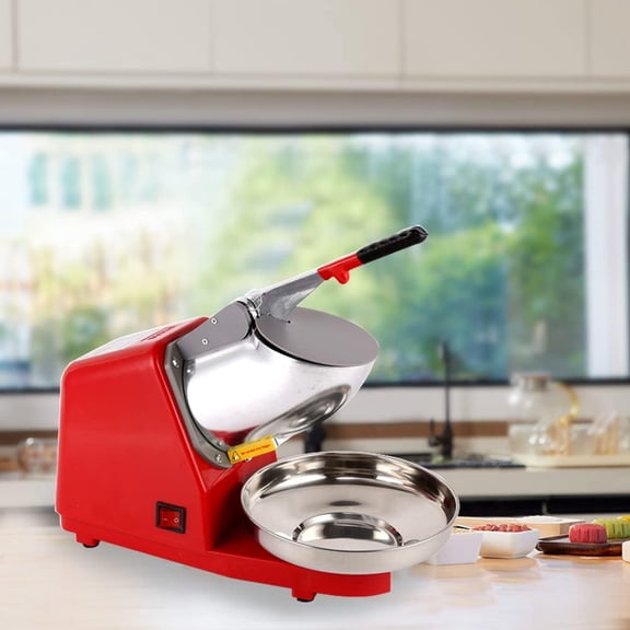 Electric Shaved Ice Machine 1Pcs Electric Dual Blades Ice Crusher Shaver Snow Cone Maker Machine 187lbs/hr for Home and Commercial Use (Red)