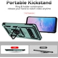 thumbnail image 4 of for Samsung Galaxy S10 Case,with Camera Lens Cover HD Screen Protector,[Military Grade] Ring Car Mount Kickstand Hybrid Hard PC Soft TPU Shockproof Protective Case for Galaxy S10-Green, 4 of 11