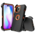 thumbnail image 3 of Xhy iPhone 14 Pro Case with Belt Clip Holster+Screen and Lens Protector Military Grade Heavy Duty 3 in 1 Shockproof Armor Rugged Durable Detachable for iPhone 14 Pro 6.1 inch 2022 Phone - Black+Orange, 3 of 10