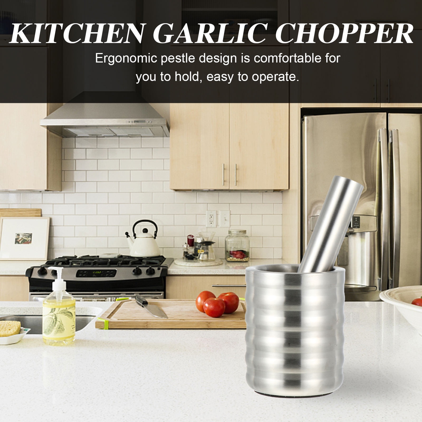 HONMEET 1Set Multifunctional Stainless Steel Garlic Crusher and Mincer Plated Silver and Easy to Operate