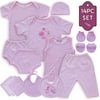 Baby Bright 14 Piece Newborn Essential Baby Layette Set, 0 to 3 Months, Made from 180GSM Bio silky 100% Combed Cotton with Embroidery, Baby Shower Gift. Great Quality Best Layette Wonderful Gift
