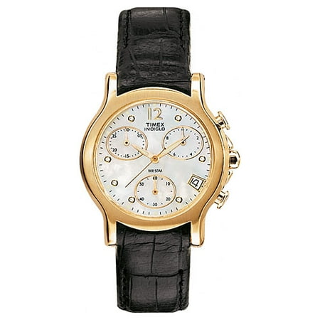 Women's Black Leather Strap Chronograph
