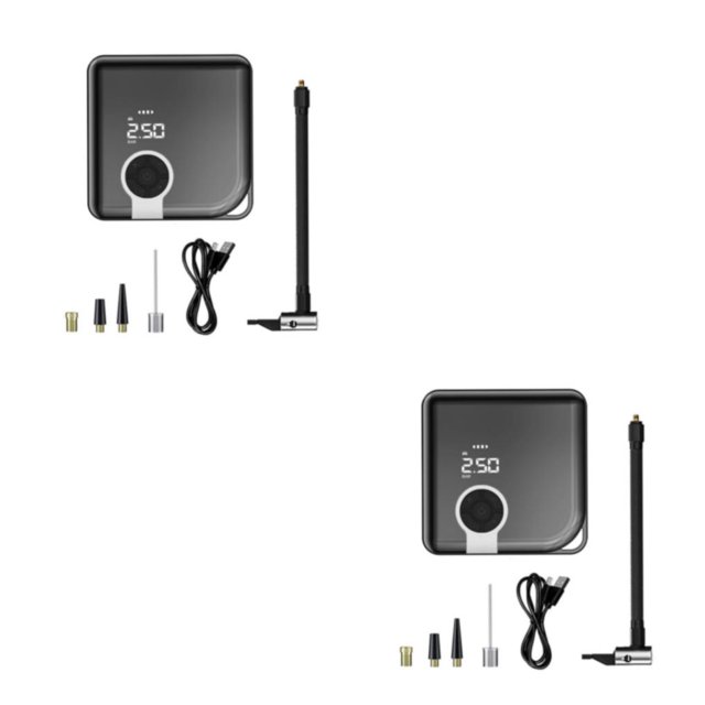 Maytalsory Smart Presetting Tire Inflator With Real-Time Pressure Detection And Automatic Shut Off Portable Silver 2Set
