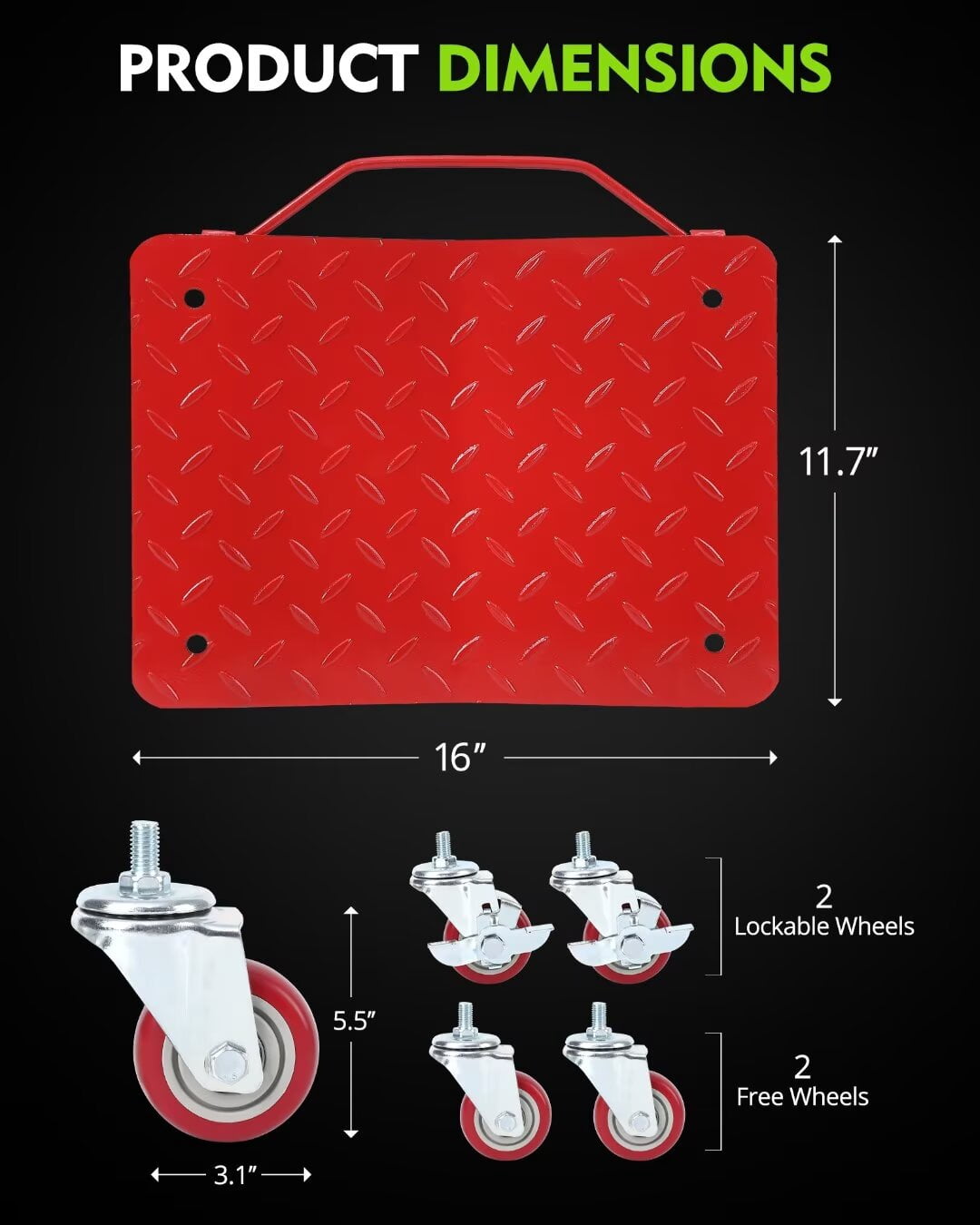 Car Moving Dolly Set of 4 | 6000 lbs Capacity | 4 Swivel Casters | Anti-Skid Design