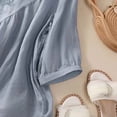 thumbnail image 6 of Womens Tops Linen Casual Fashionable Embroidered 3/4 Sleeve Loose Fit Blouse, 6 of 7