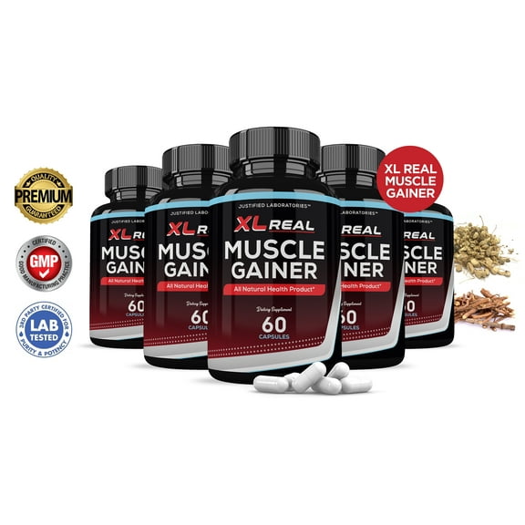 (5 Pack) XL Real Muscle Gainer Men’s Health Supplement 1484mg 300 Capsules