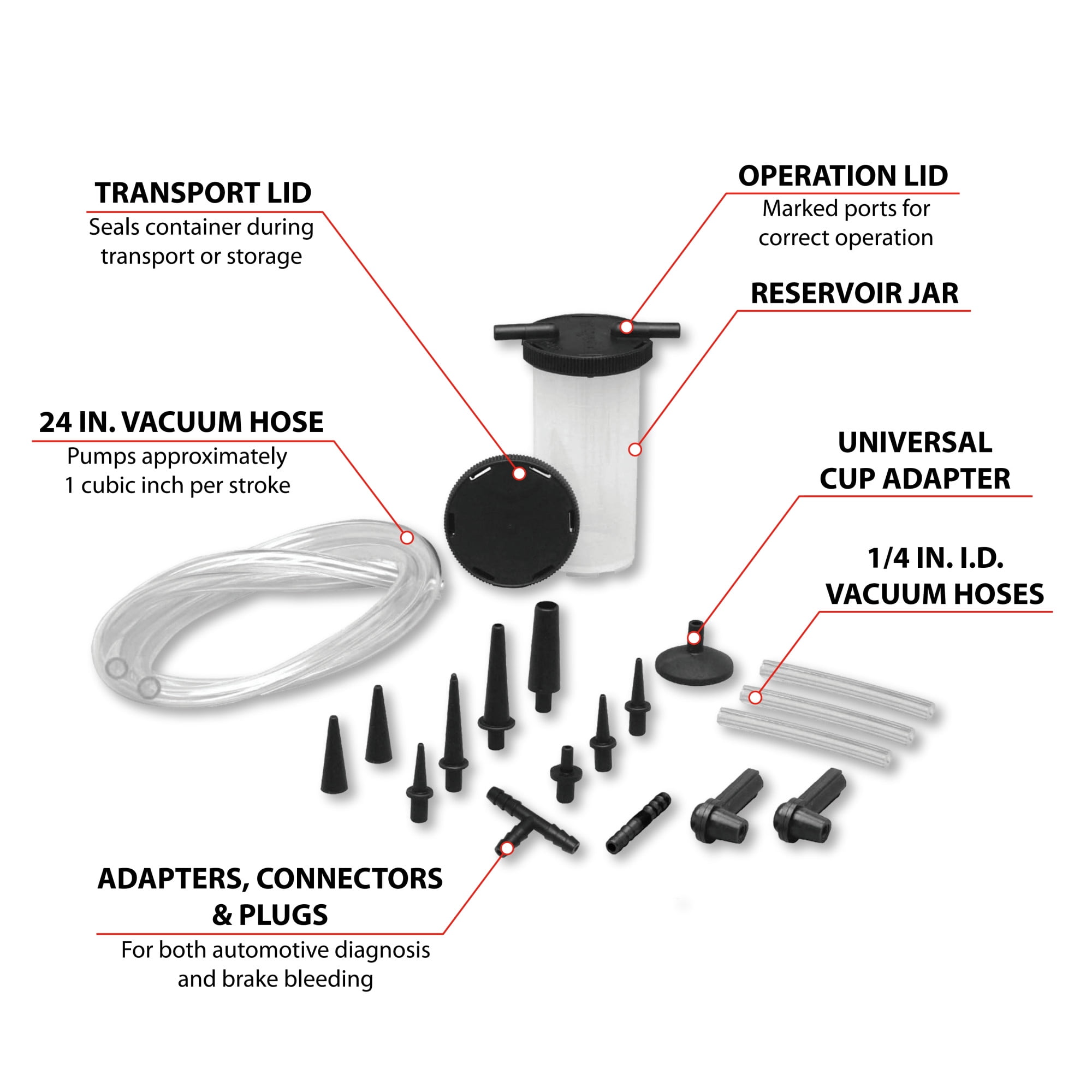 Performance Tool W87031 Vacuum Pump Kit  For Vacuum and Pressure Tests, Perform Engine Performance Diagnostics, Brake Bleeding, Fluid Transfer and Evacuation