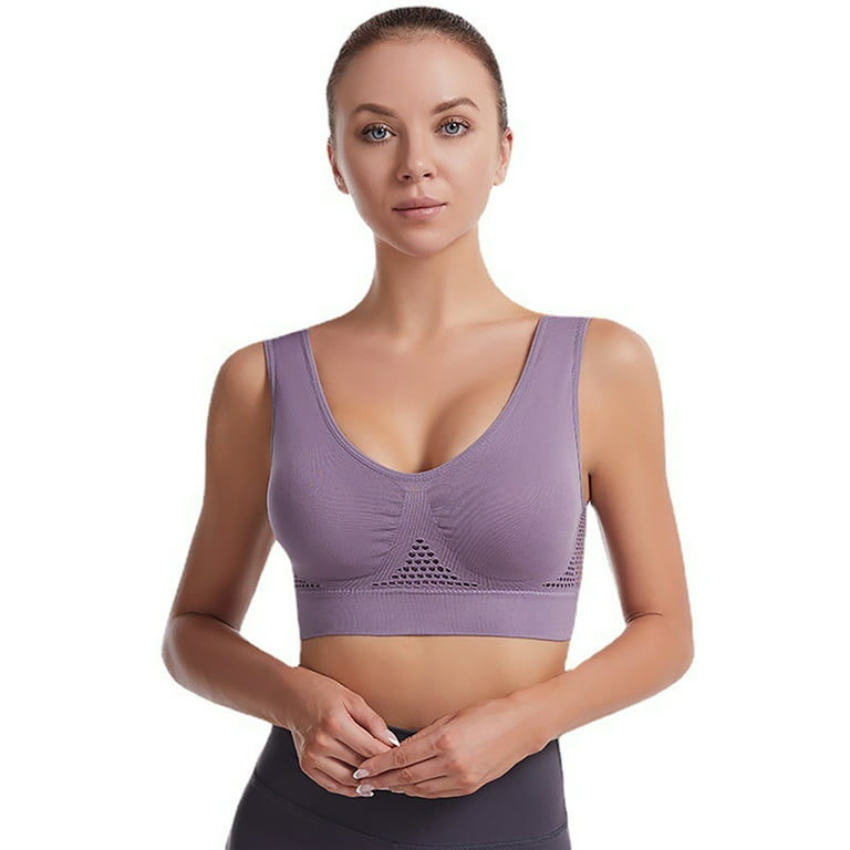 dianhelloya sports bras for women U Neck Wide Shoulder Strap High