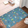 thumbnail image 4 of Rateoe Teeth Cosmonaut Pattern Flannel Door Mat Indoor Outdoor Entrance, Waterproof All-Weather Doormat,Fade Resistant, Low Profile Entryway Mat 16x24in, 4 of 7