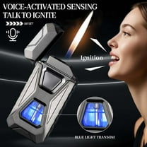 Voice Controlled Lighter under $5! kkbbma Voice Controlled Lighter, Dual Flame Induction Ignition Butane Lighter, Windproof Refillable Lighter, Smart Electronic Lighter with LED Display