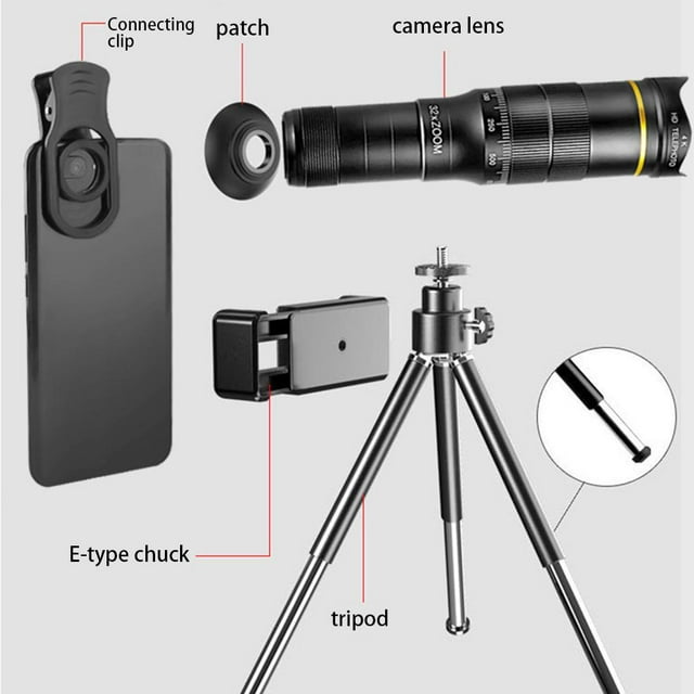 32X Monocular Telescope Waterproof Fogproof Monocular Day and Low Night Vision Monocular with Smartphone Holder and Tripod