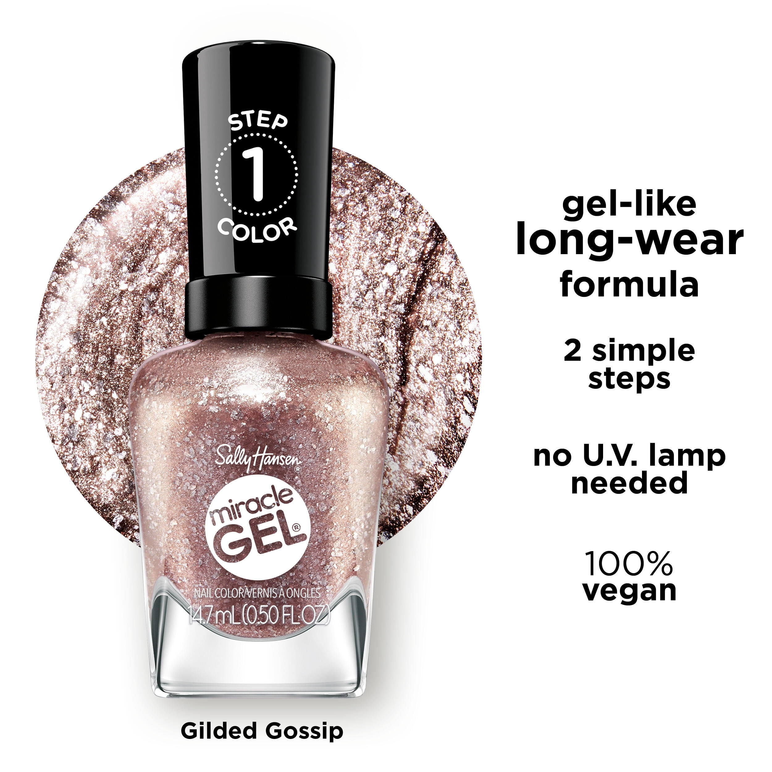 Sally Hansen Miracle Gel Supercharged Glam Nail Polish, Gilded Gossip, 14.7ml