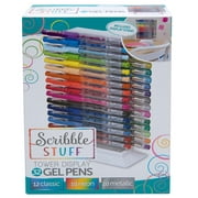 Scribble Stuff 32ct gel pens tower in bright fun colors, an assortment of 12 classic, 10 neon and 10 metallic fashion ink colors in display stand. Great for kids, teens and adults!