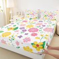 thumbnail image 3 of Homewish Cute Cartoon Flower Queen Sheet Sets,Colorful Daisy Flat Sheet,White Yellow Pink Queen Fitted Sheet For Girls,Ultra Soft Home Decor,4pcs, 3 of 7