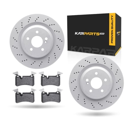 KarParts360 For Mercedes-Benz SL63 AMG 2009 2010 2011 2012 Brake Set Rear | Cast Iron | Vented | 5 Lug | Plain Rotor | 4.50 Inches Bolt Circle | Performance/Racing