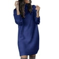 thumbnail image 3 of DondPO Sweater Dress for Women Winter Dresses Women's Autumn And Winter Long High Collar Top Sweater Midi Dresses Long Sleeve Dress Blue Dress XL, 3 of 5