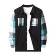 thumbnail image 5 of QHRMKOG Shirt Jacket for Men Relaxed Fit Midweight Button Down Shackets Color Block Long Sleeve Shirt Jacket Fall Casual Warm Jackets with Pockets Blue XL, 5 of 9