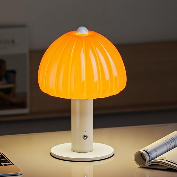 FANHAO Touch Bedside Table Lamp, 3-Way Dimmable with Mushroom Glass Light,4000mAh, Bedroom Reading