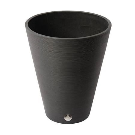 Algreen 16339 Valencia 15 in. by 18.5 in. Round Ribbed Taper Planter, Black