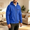 thumbnail image 6 of UVEASISHA Full Zip Hooded Jackets for Men Drawstring Lightweight Zip Up Hoodies Loose Fit Long Sleeve Athletic Jacket Solid Color Casual Outerwear Daily Street Style Blue XXL, 6 of 10