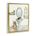 thumbnail image 4 of Stupell Industries Cats in Bathroom Scene Bath & Laundry Painting Gold Floater Framed Canvas Art Print Wall Art, 17 x 21, 4 of 10