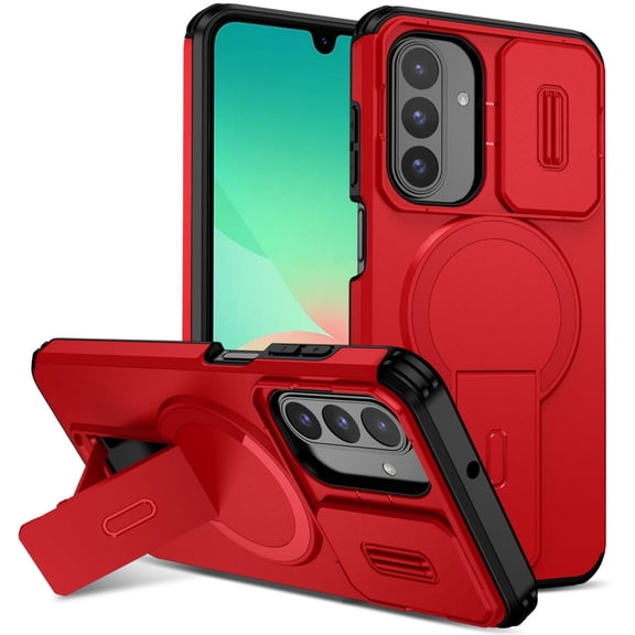 SELOZKE for Samsung Galaxy A26 / A17 5G Red Phone Holder, Magnetic Protective Phone Case