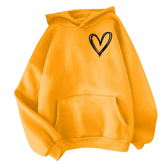 ABATAB Women's Hoodies Sweatshirts Graphic Print Long Sleeve Casual Drawstring Pullover Fashion Tops with Pockets