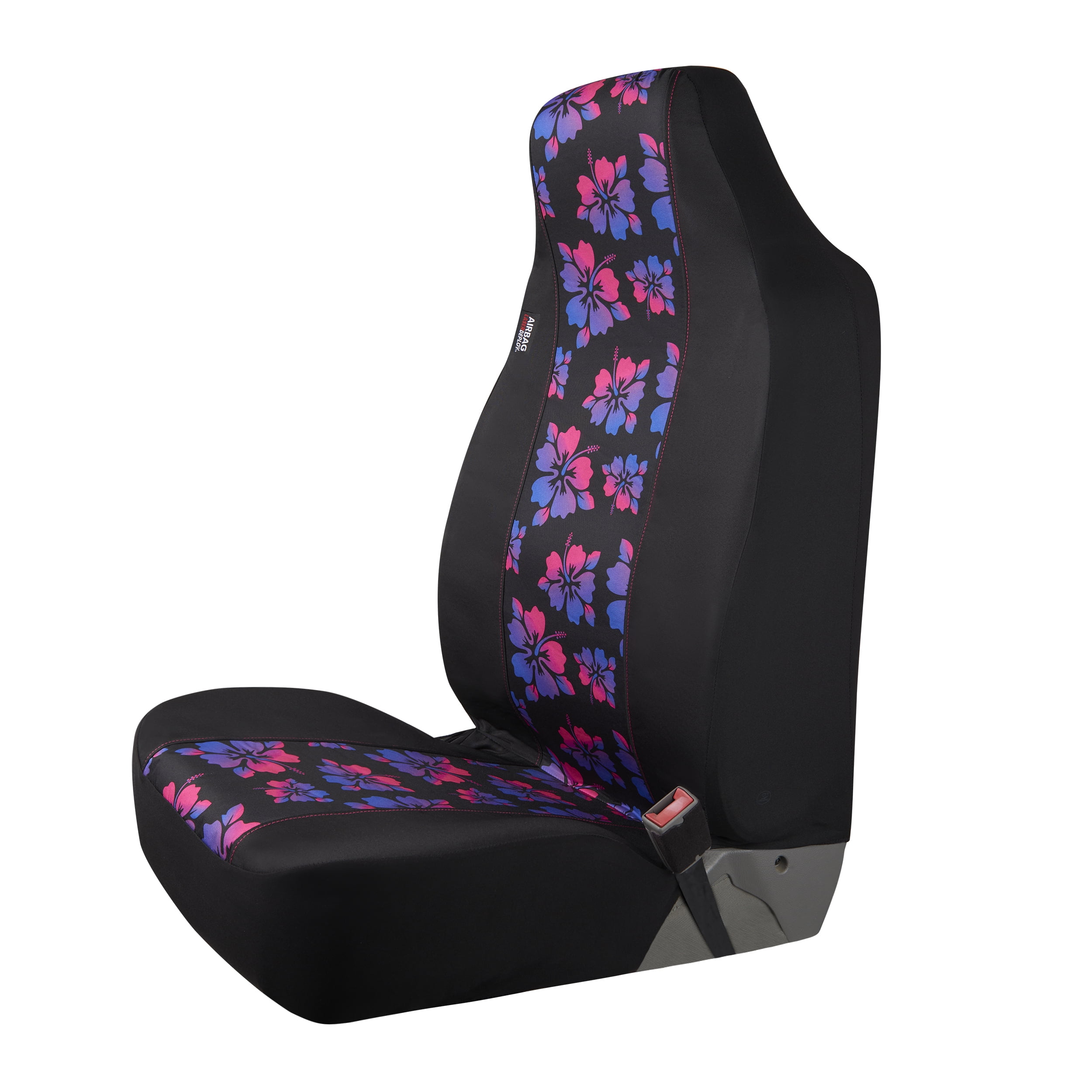 Auto Drive 5-Piece Black-Purple Hawaiian Hibiscus Car Kit, 43671WDI
