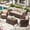 Beige, variant on Ampatio 7 Pieces Patio Furniture Outdoor Conversation Set Rattan Wicker Outdoor Sectional Sofa with Swivel Chairs & Coffee Table, Navy Blue
