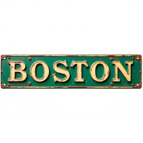Boston Tin Sign - 16x4 Inches City Decor for Wall, Suitable for Bedroom, Living Room, Office | indie room decor, street signs for bedroom, vintage decor for home