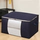thumbnail image 5 of Bolsas de almacenamiento resistente con asas reforzadas, extra grandes, con cremallera doble, ahorro de espacio, almacenamiento visible de ropa, estilo horizontal, azul marino, 5 of 6