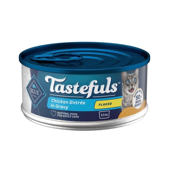 Blue Buffalo Tastefuls Chicken Entree in Gravy, Flaked Wet Food for Adult Cat, 5.5 oz., Case of 12