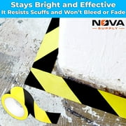 Nova Supply Double-Roll of Ultra-Adhesive, Black & Yellow Vinyl Hazard Tape for Floor Marking