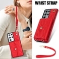 thumbnail image 2 of for Samsung Galaxy S21 Ultra Case, Wallet Phone PU Leather Case with Card Holder Crossbody Cover for Women Girls Strap Wristlet RFID Blocking Shockproof Protective Cover for Samsung S21 Ultra, Red, 2 of 9