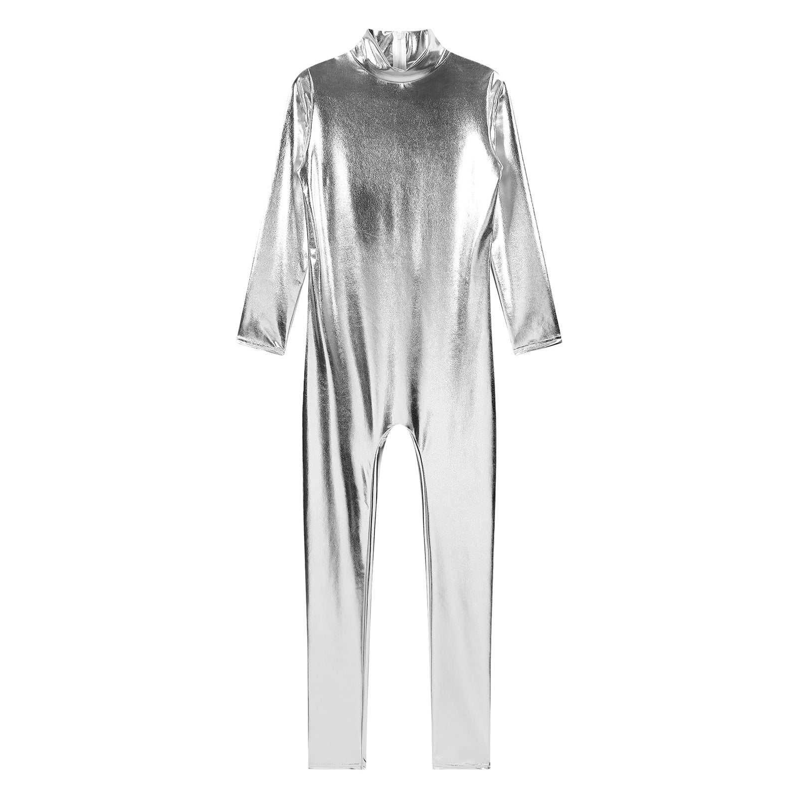 YONGHS Women's Shiny Metallic Full Length Bodysuit Unitard