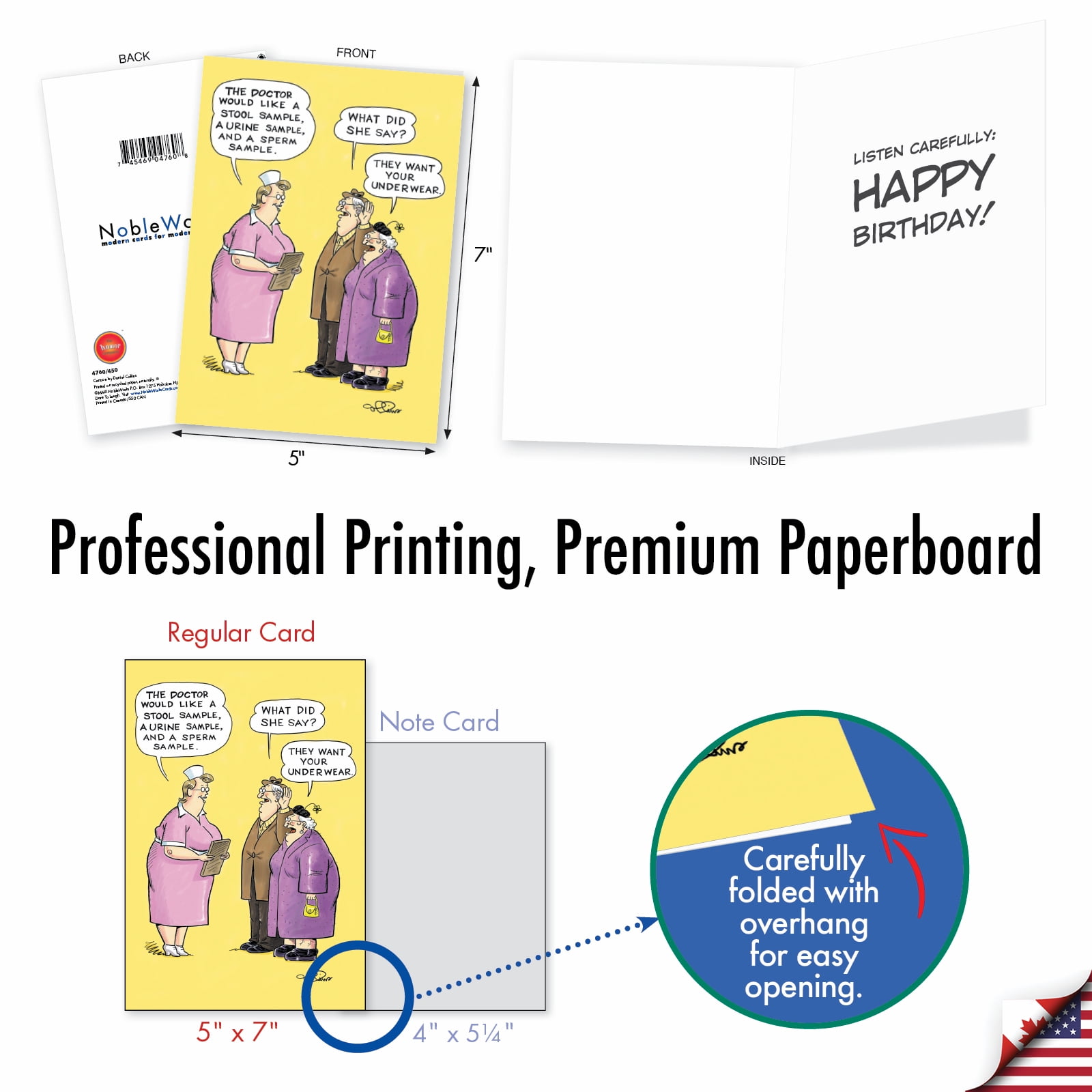 NobleWorks 20 Assorted Box Set Funny Birthday Greeting Cards w/5 x 7 Inch Envelopes (10 Designs, 2 Each) Bday Best Birthday Wishes AC8838BDG-B2x10