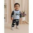 thumbnail image 6 of Miaouyo Toddler Baby Boy Fall Outfit 6 12 18 24 Months 2t 3t 4t Tractor Print Long Sleeve T-shirts Camo Elastic Waist Pants 2 Piece Set, 6 of 9