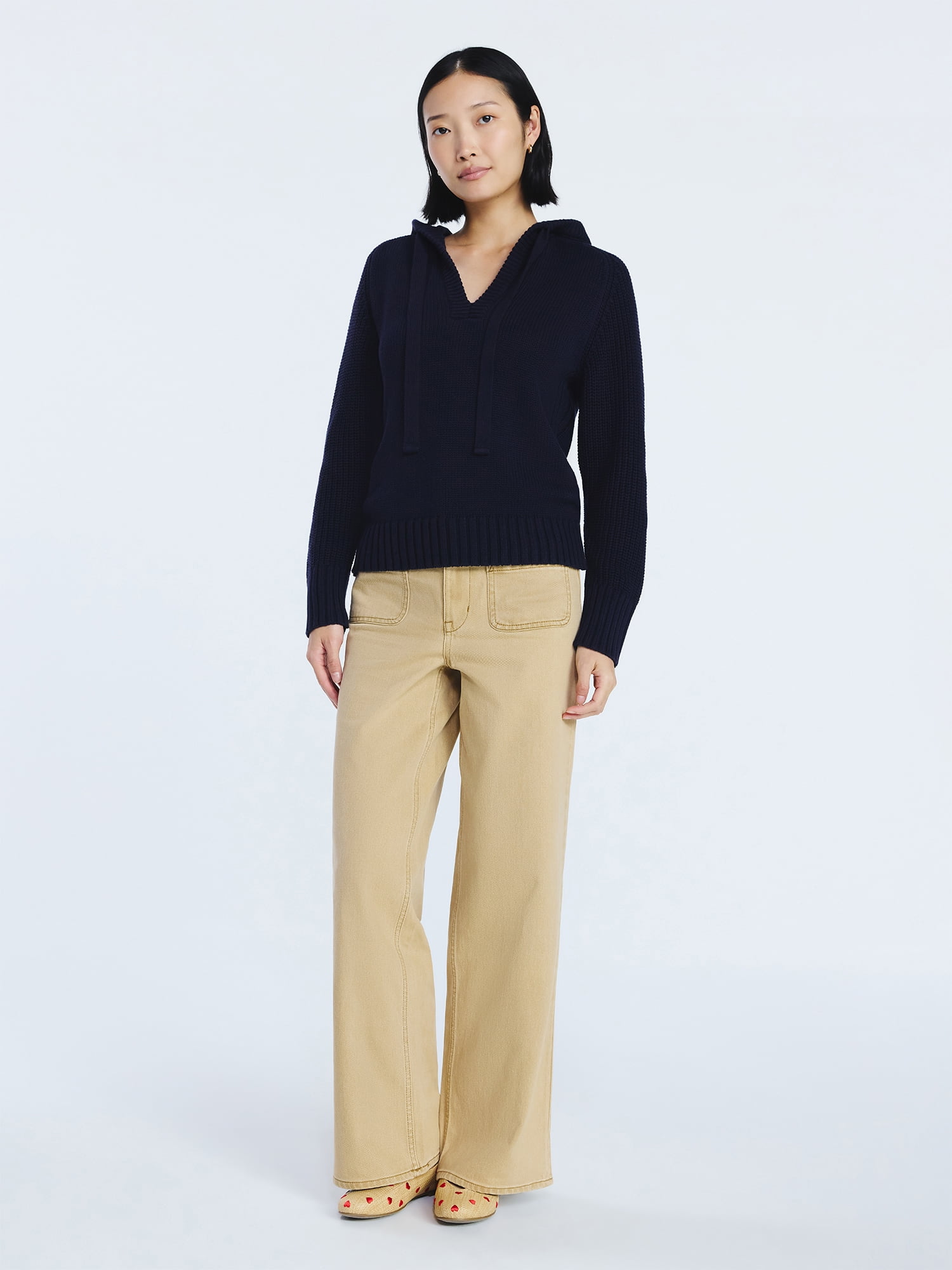Free Assembly Women's and Women's Plus Wide Leg Jeans with Patch Pockets, 30", 32", and 34" Inseams, Sizes 0-26 Plus