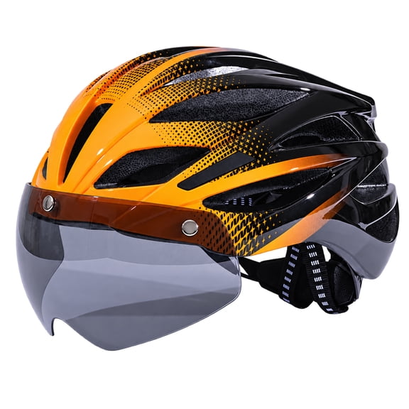 FROFILE Adult Bicycle Helmet with Magnetic Visor, Removable Rear Light, PC Shell, EPS Liner and Fit Dial, Black/Yellow, Large, Fits 23.2-24.0 in