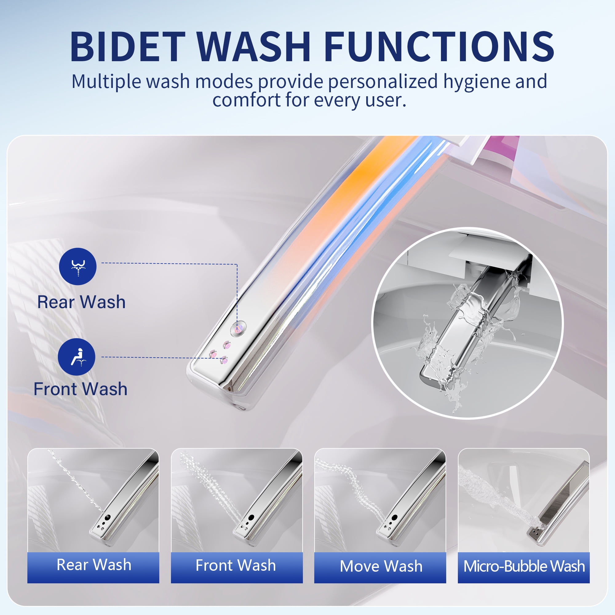 Compact Elongated Smart Toilet Bidet 1.28 GPF in White with Auto Flush, Heated Seat, Warm Air Dryer for Small Bathroom